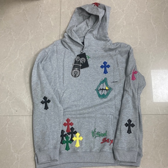 Chrome Hearts Gray Hoodie with Colorful Graphics - Picture 1 of 4